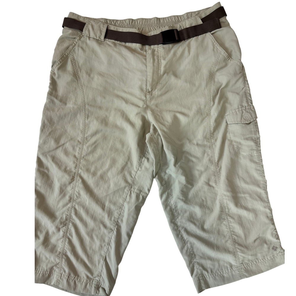 Columbia Sage Green Hiking Capri Pants Integrated Belt Cargo Pockets Womens‎ 14